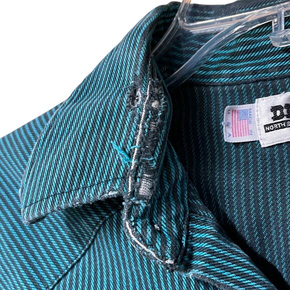 💚 Drysdales Teal Stripe Pearl Snap Western Shirt – Size L - Picture 7 of 10